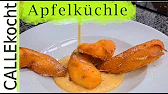 Apfel- und Birnenküchle mit Zimt und Zucker auf Vanillesoße