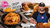 Crispy Chicken mit Kartoffel Wedges und Joghurt Dip