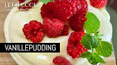 Vanillepudding mit Sahne und Himbeeren